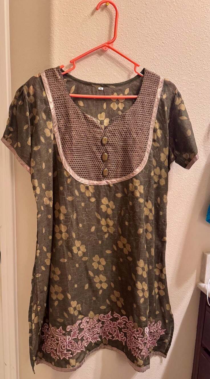 Unbranded Floral Kurta Top Size XL Brown